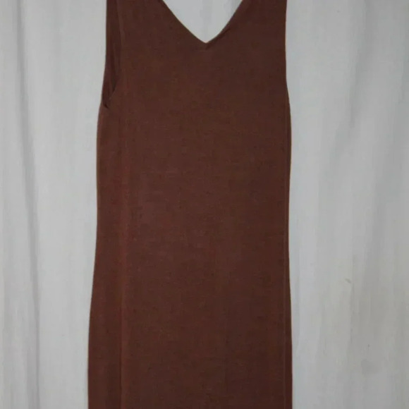 Nordstrom Medium Brown Knit V-Neck Dress Modest NWOT - Picture 12 of 15